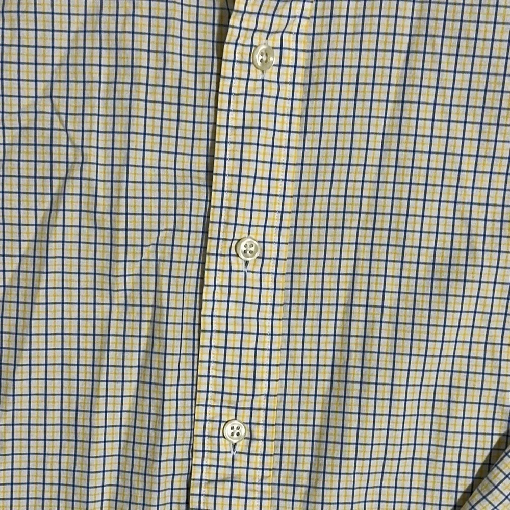 Polo Ralph Lauren Dress Shirt Mens 16 Regent Classic Fit Yellow Blue Plaid